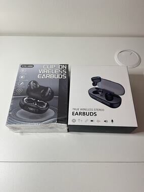 Lot Of 2 - True Wireless Earbuds Charging Case & Charger IPX5 Clip On Sealed NIB